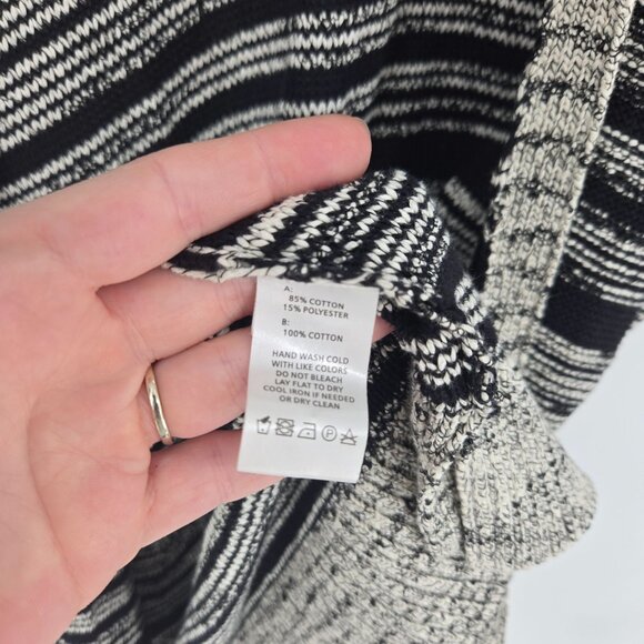 Leo and sage womens small black white stripe open front short sleeve cardigan - Picture 4 of 7